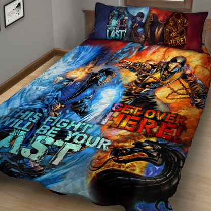 Mortal Kombat Scorpion vs Sub Zero 3D Quilt Set Quilt Set