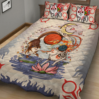 Okami And Dog 3D Quilt Set Single Quilt
