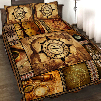 Uncharted Compass 3D Quilt Bed Set Quilt Set