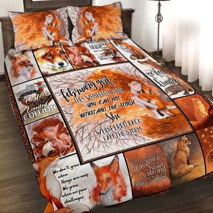 Fox February Girl 3D Quilt Bed Set Quilt Set