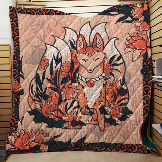 Nine Tail Fox 3D Quilt Blanket Queen (203x228CM)