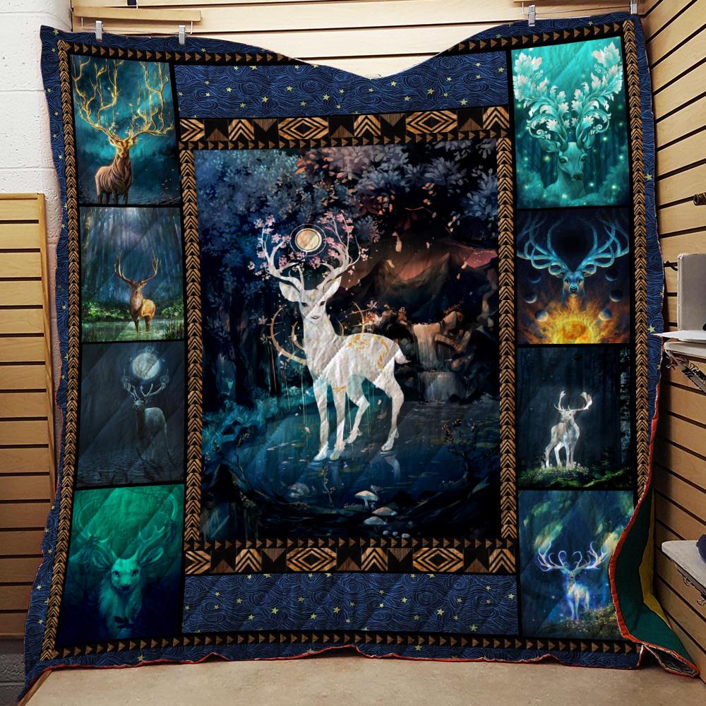 Aesthetic Deer In The Jungle 3D Quilt Bed Set Single Quilt