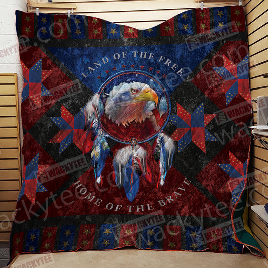 Eagle USA (Veteran) Land Of The Free Home Of The Brave 3D Quilt Blanket Queen (203x228CM)