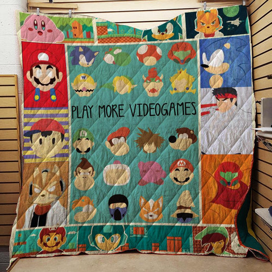 Play More Video Games Nintendo Games 3D Quilt Blanket Queen (203x228CM)