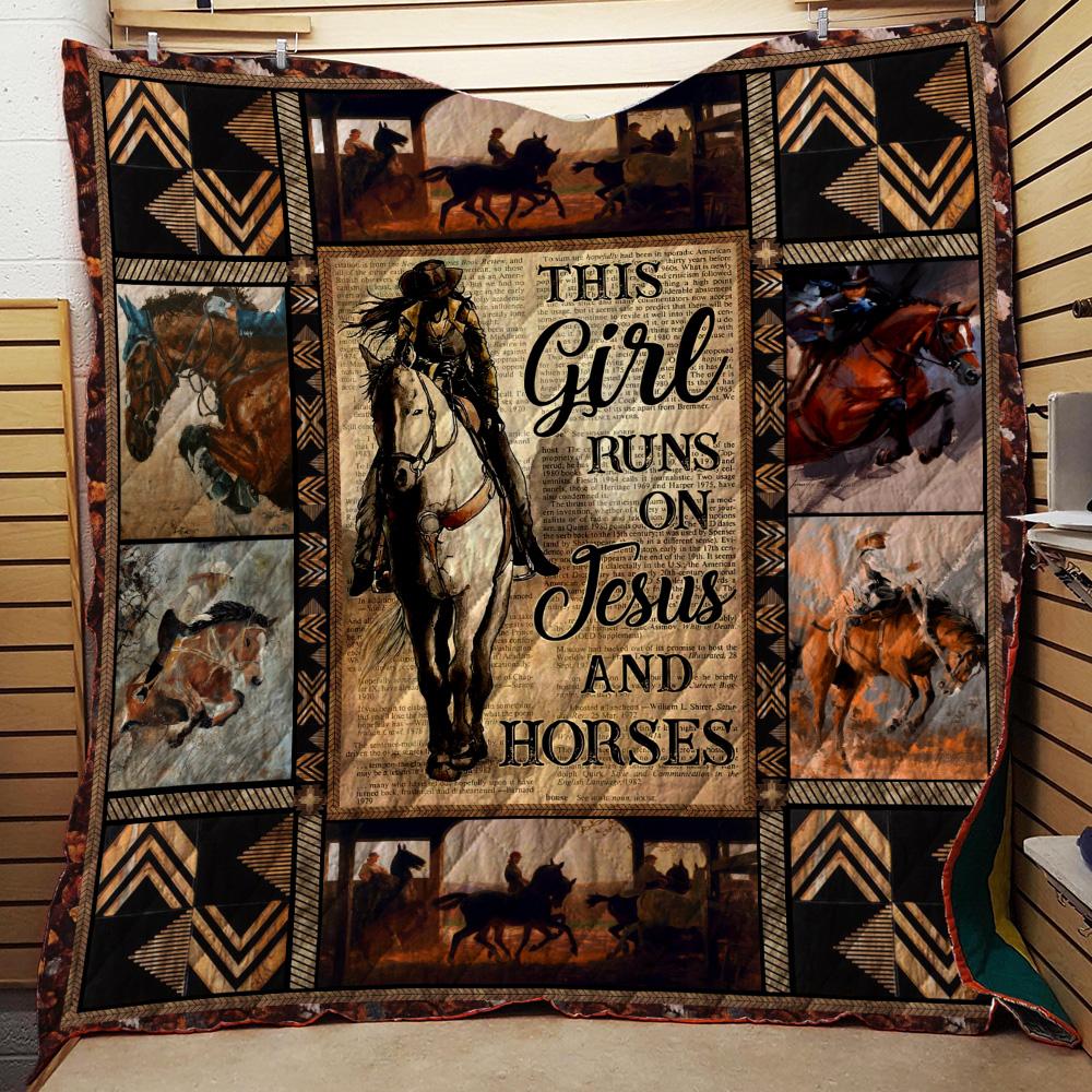 This Girl Runs On Jesus And Horse 3D Quilt Bed Set Single Quilt