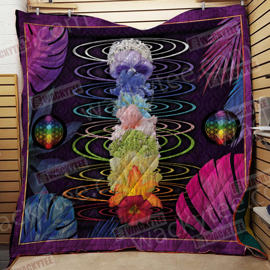 Yoga - Chakra Spiritual Flower 3D Quilt Blanket Queen (203x228CM)