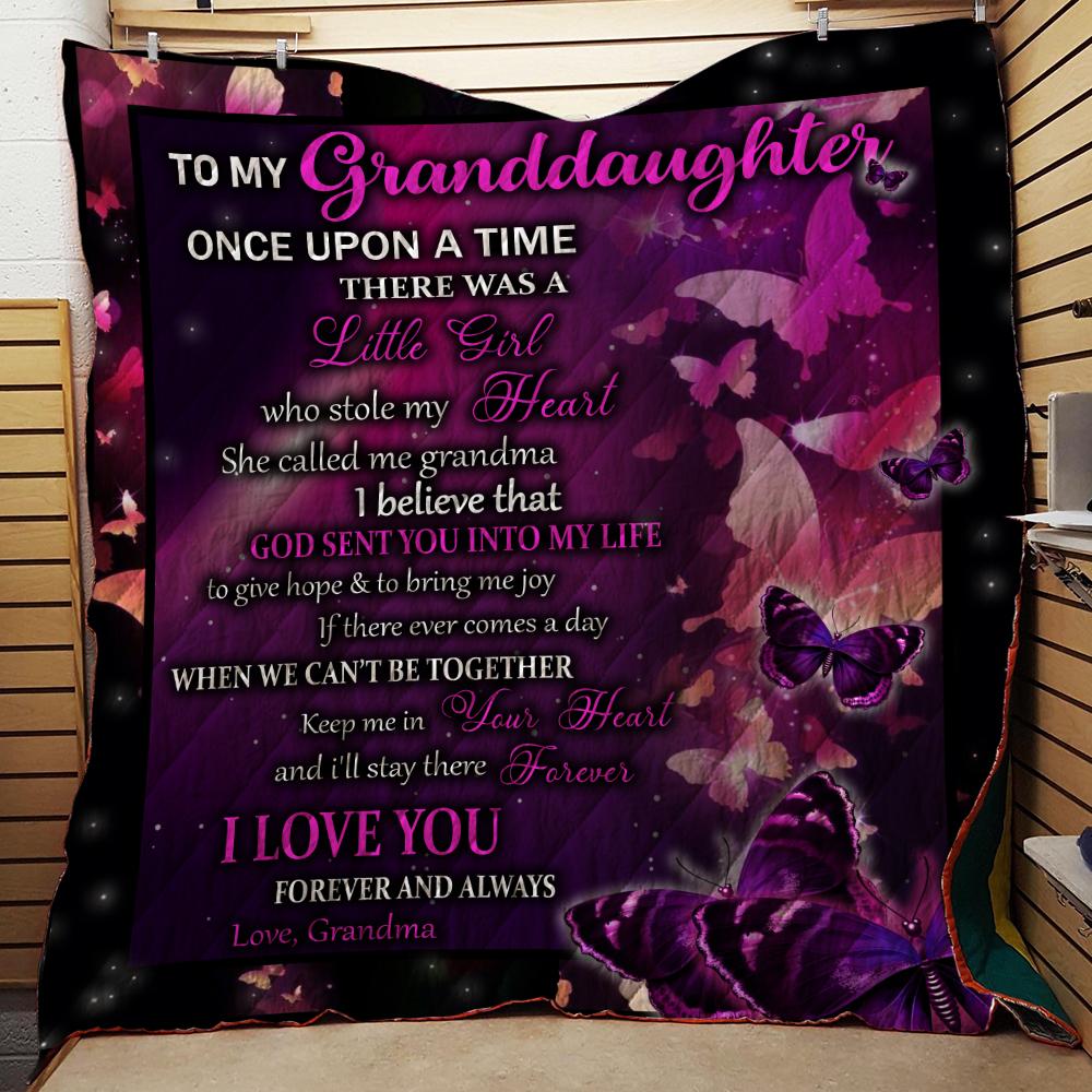To My Granddaughter Once Upon A Time There Was a Little Girl Stole My Heart 3D Quilt Blanket