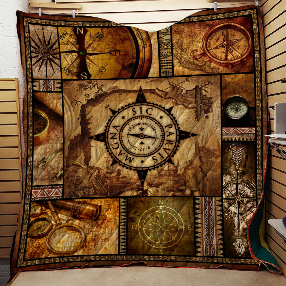 Uncharted Compass 3D Quilt Bed Set Single Quilt