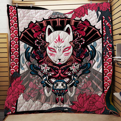 Naruto Kitsune Mask 3D Quilt Set Single Quilt