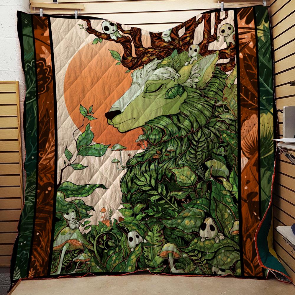 Deer And Kodama Ghibli Studio 3D Quilt Set Single Quilt