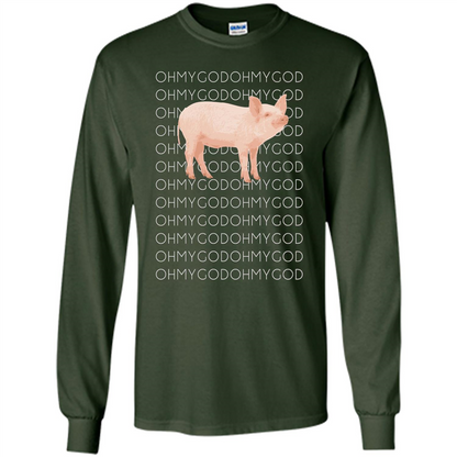 Oh My God Pig T-shirt Cute Pig T-shirt Forest Green