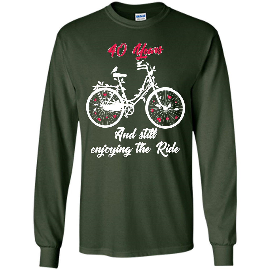 Anniversary T-shirt 40 Years And Still Enjoying The Ride Forest Green
