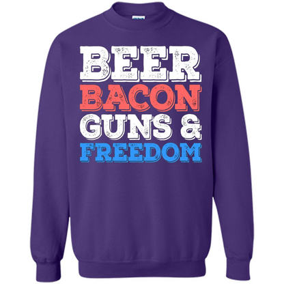 Beer Bacon Guns And Freedom T-Shirt Fourth of July Gift Orange
