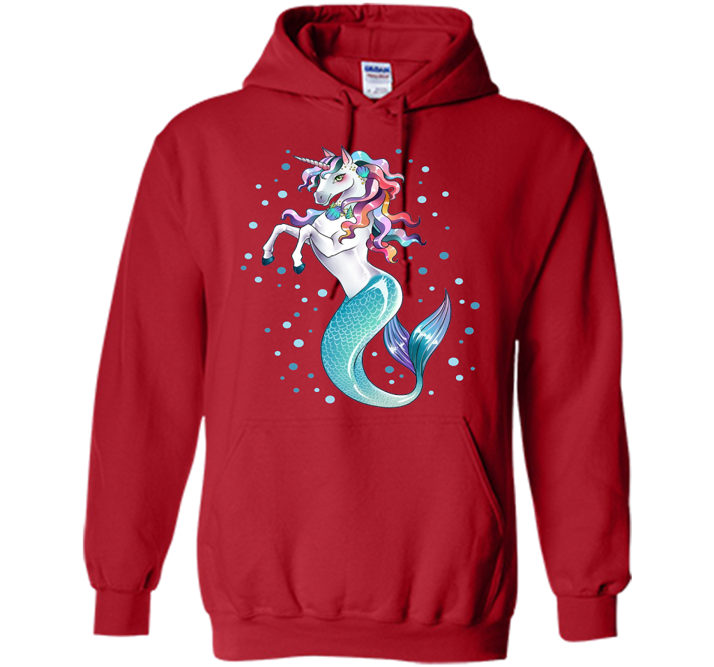 Unicorn Mermaid Mermicorn Cute T-Shirt Gifts for Girls kids cool shirt Red
