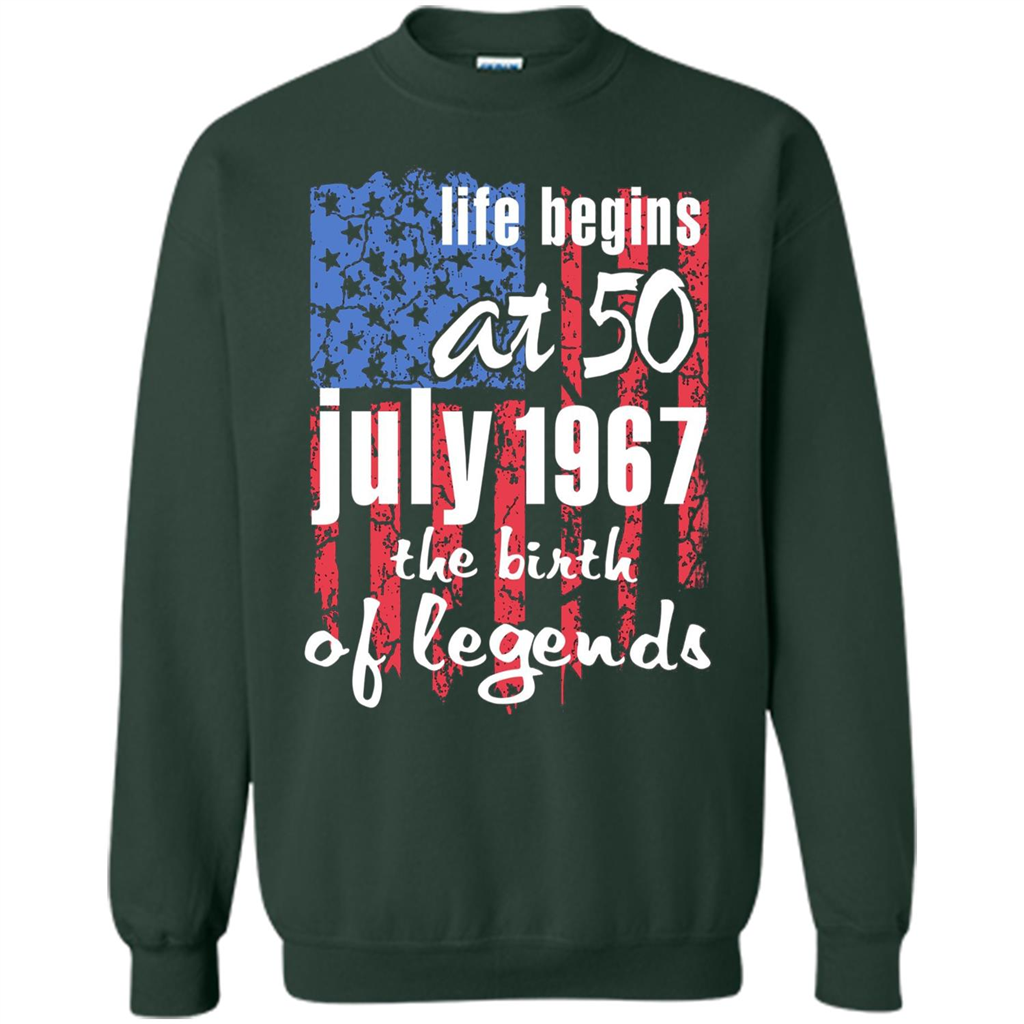 Life Begins At 50 T-shirt July 1967 The Birth Of Legends T-shirt Forest Green