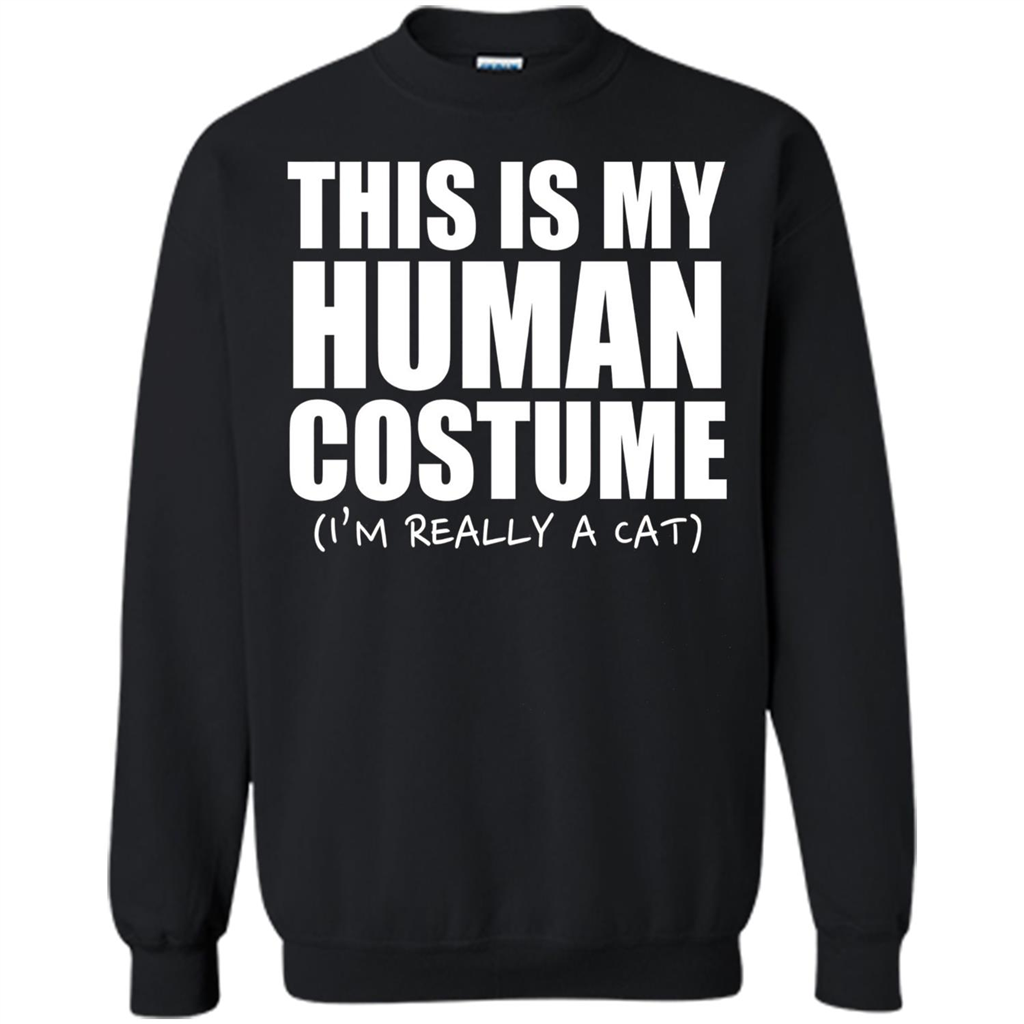 This Is My Human Costume I'm Really A Cat Halloween T-Shirt Black