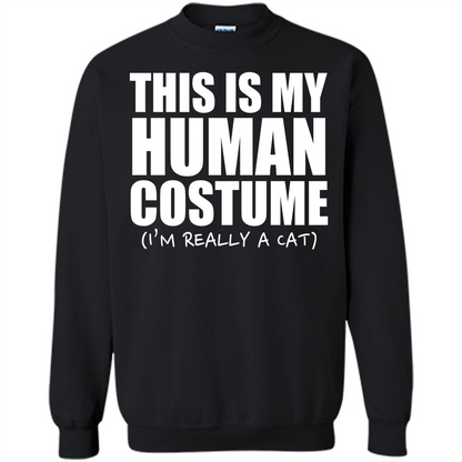 This Is My Human Costume I'm Really A Cat Halloween T-Shirt Black
