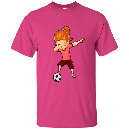 Soccer T-shirt For Girls Funny Dabbing Dab Dance Soccer Ball Heliconia