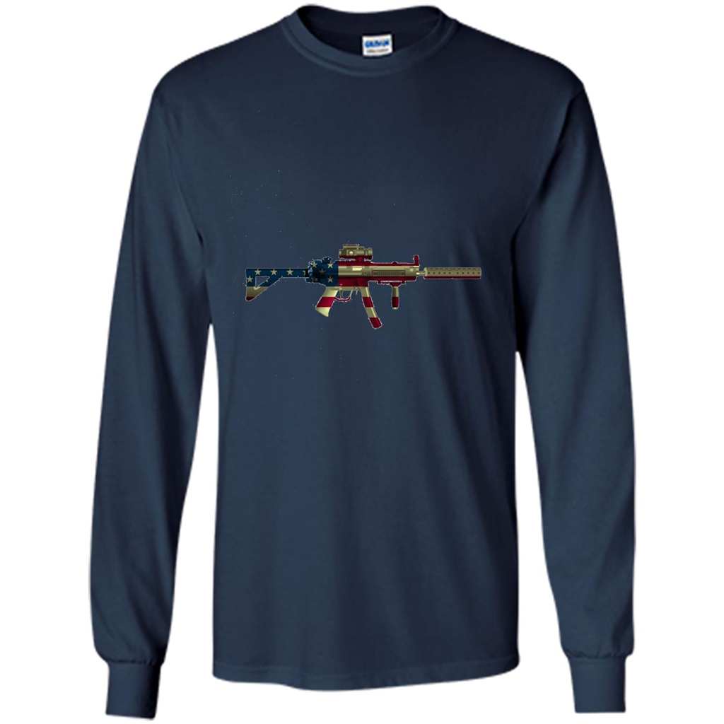 Assault Rifle Gun Flag Red White And Blue Gun T-shirt Navy