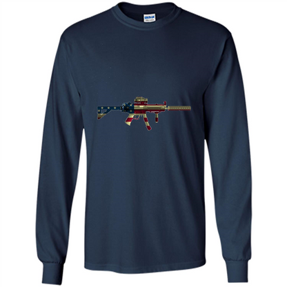 Assault Rifle Gun Flag Red White And Blue Gun T-shirt Navy