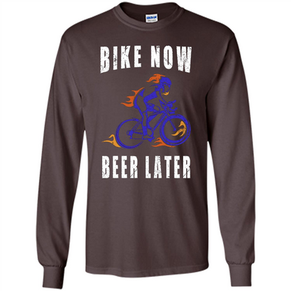 Bike Now Beer Later T-shirt Dark Chocolate