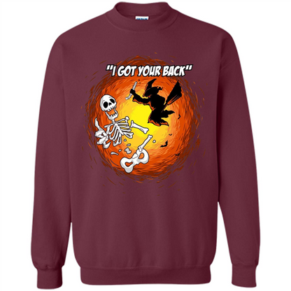 Funny Witch Skeleton Halloween 2017 I Got Your Back T-shirt Maroon