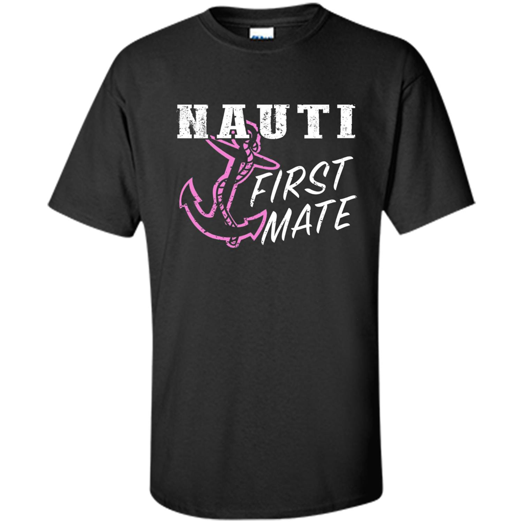 Boating Captain T-shirt Nauti First Mate Black
