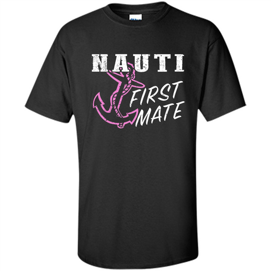 Boating Captain T-shirt Nauti First Mate Black