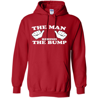 Funny New Dad T-shirt The Man Behind the Bump T-shirt Red