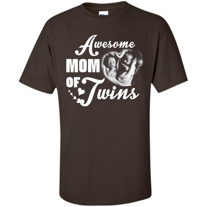 Mommy T-shirt Awesome Mom Of Twins Dark Chocolate