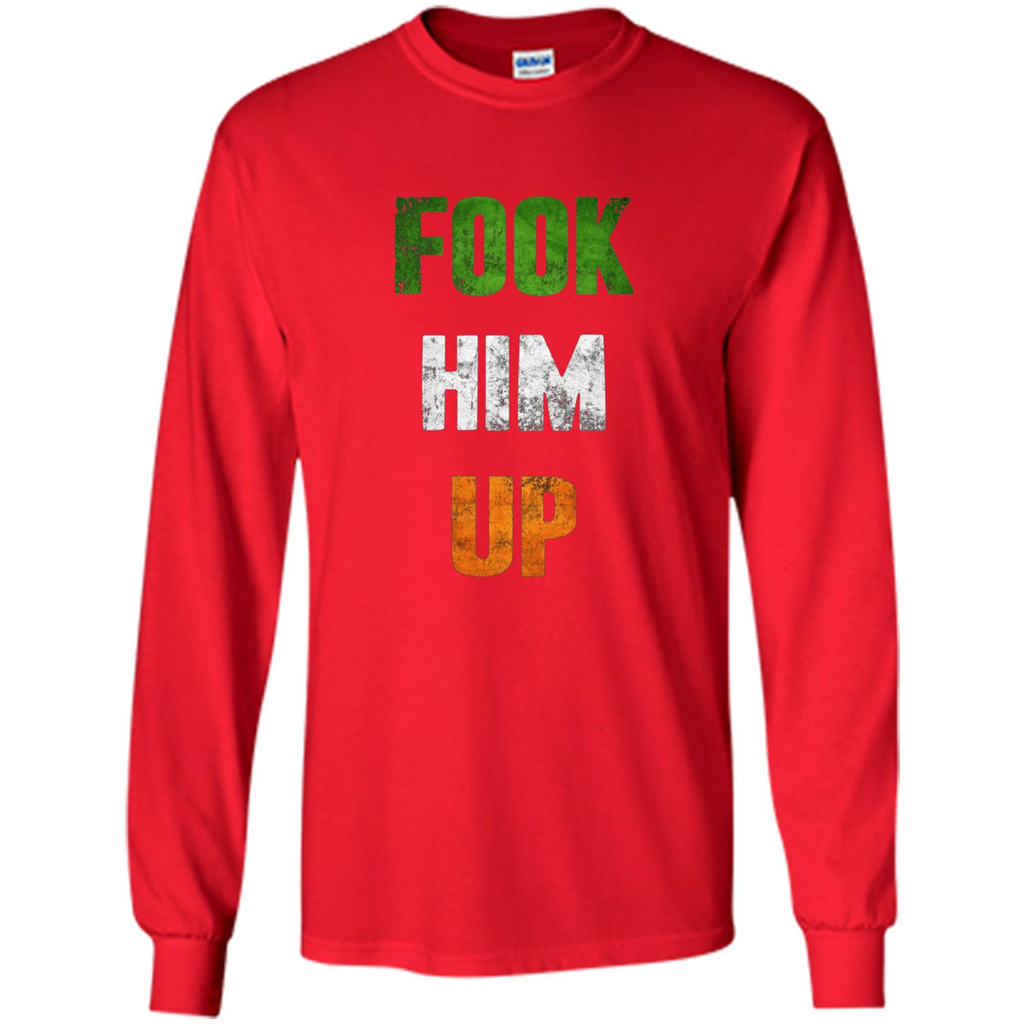 Funny Boxing T-shirt Fook Him Up Irish Boxing T-shirt Red