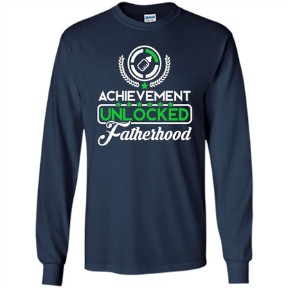 First Father's Day T-shirt Achievement Unlocked Fatherhood Navy