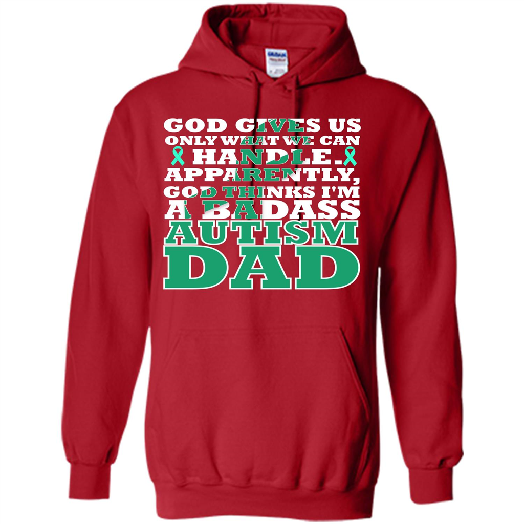 Autism Dad. I'm A Badass Autism Dad T-shirt Red