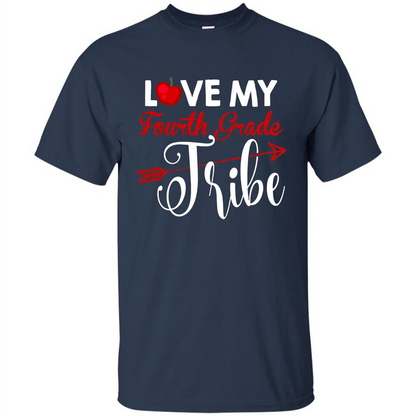 Love My Fourth Grade Tribe T-shirt School Day T-shirt Navy