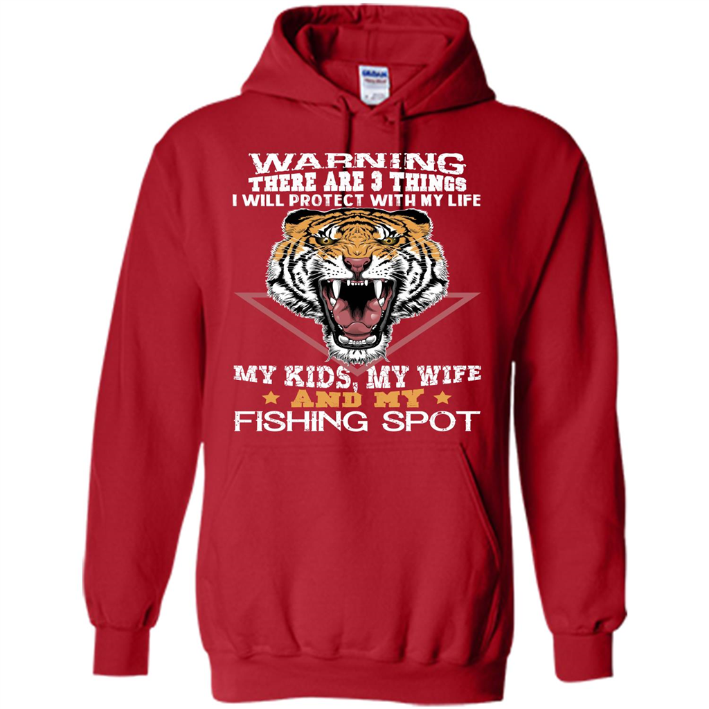 Fisherman T-shirt Warning There Are 3 Things I Will Protect With My Life Red