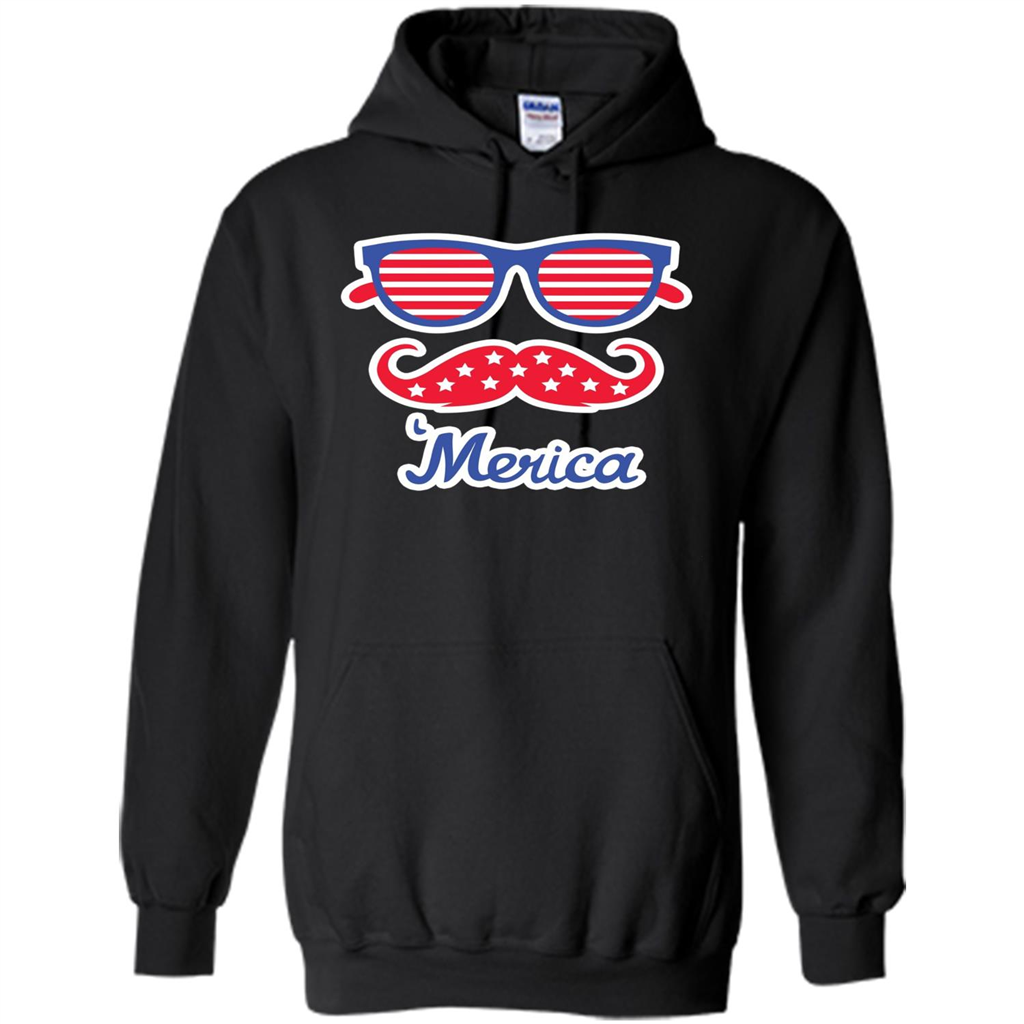 Merica Sunglasses Shirt Stars Stripes July 4th T-shirt Black