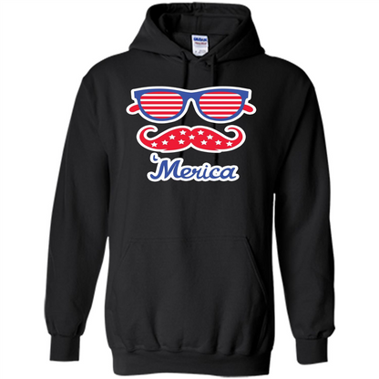 Merica Sunglasses Shirt Stars Stripes July 4th T-shirt Black