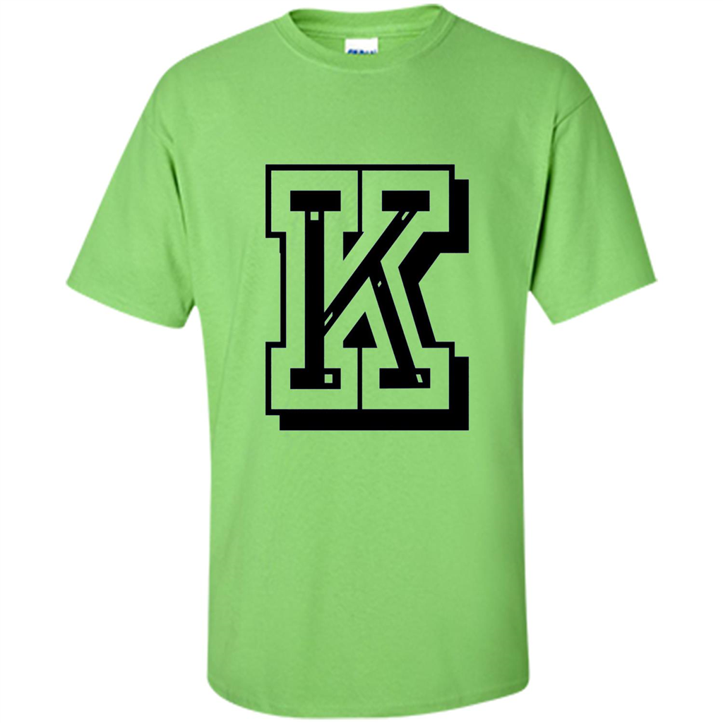 Letter K Initial T-Shirt for Names or Spelling Words Lime