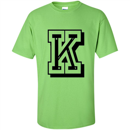 Letter K Initial T-Shirt for Names or Spelling Words Lime