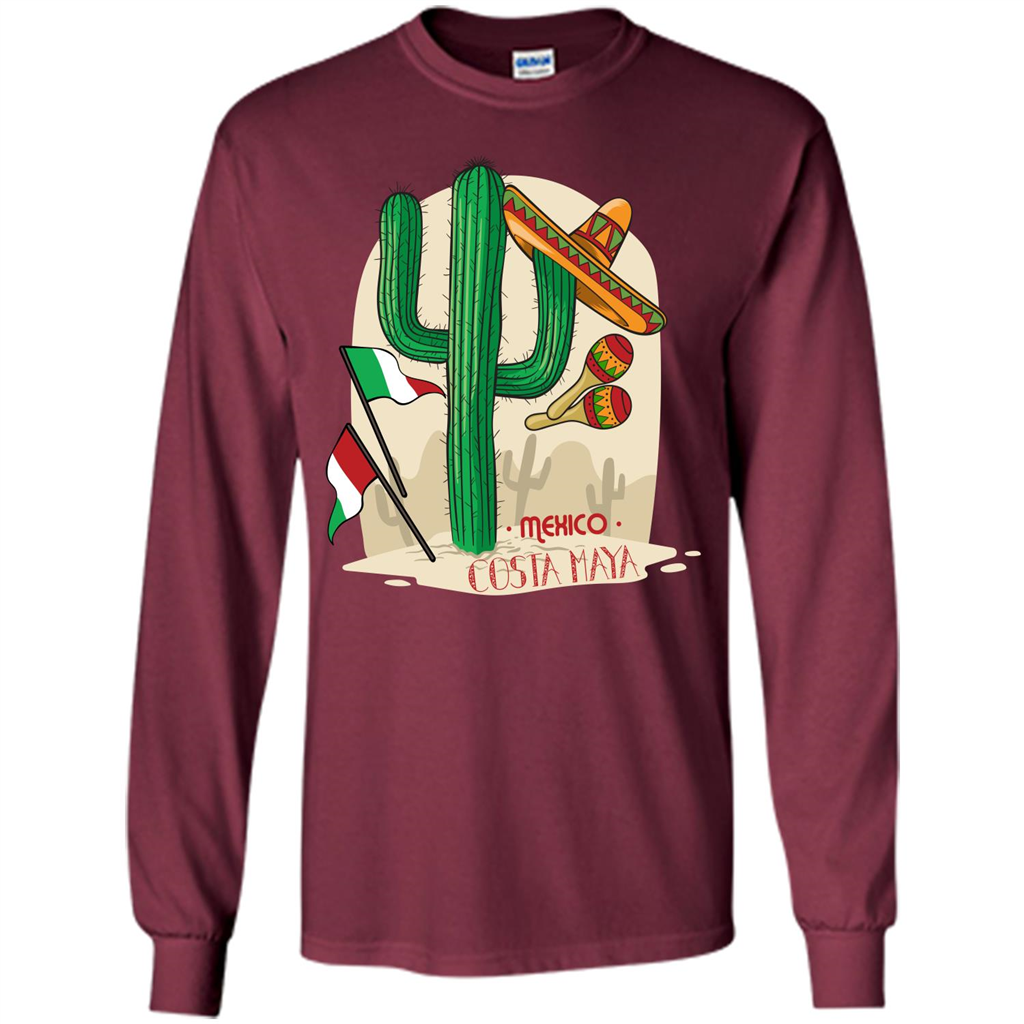 Summer T-shirt Mexico Costa Maya Maroon