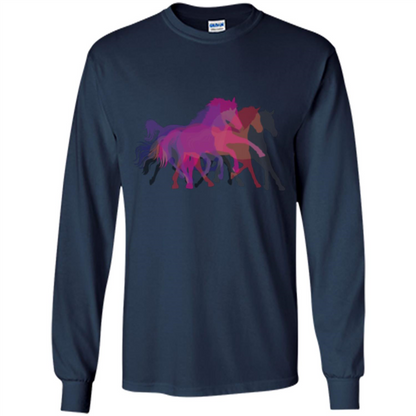 Beautiful Shadow Horses T-shirt Navy