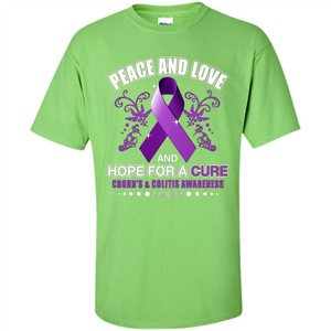 Peace And Love And Hope For A Cure Crohn's and Colitis Awareness T-shirt