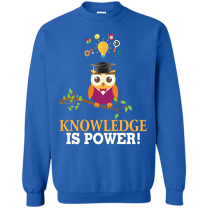 Knowledge is Power T-Shirt Cute Owl Teacher Student T-shirt Royal