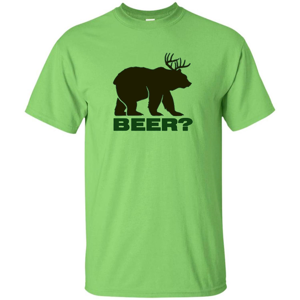 Bear Deer Bear Beer Funny T-shirt Lime