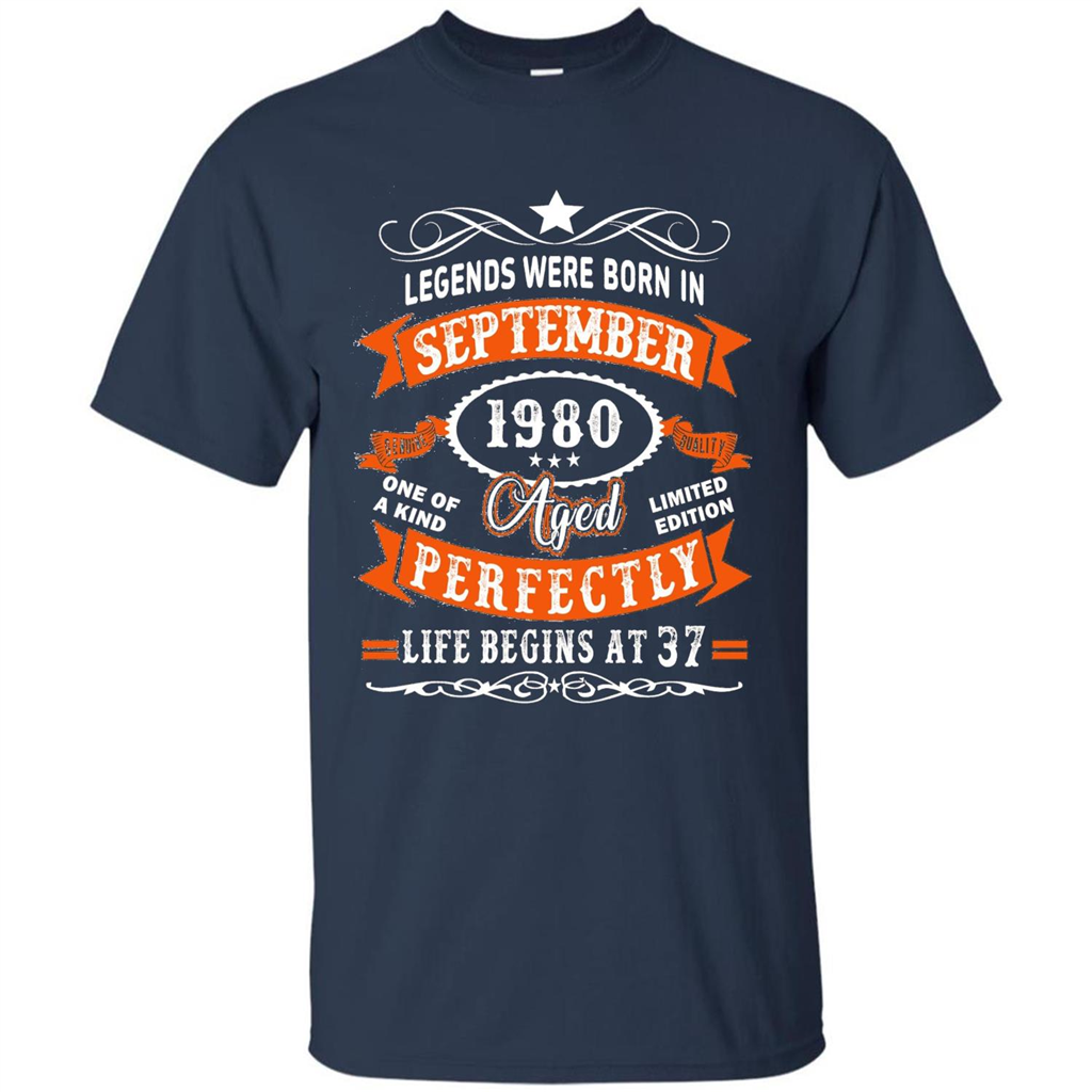 Legends Were Born In September 1980 T-shirt Birthday Gift T-shirt Navy