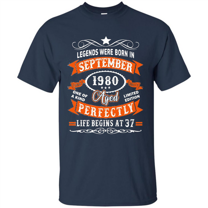 Legends Were Born In September 1980 T-shirt Birthday Gift T-shirt Navy