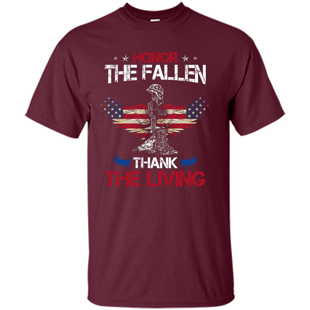 Military T-shirt Honor The Fallen Thank The Living Maroon