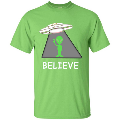 I Believe Alien T-shirt New Cool UFO T-shirt Lime