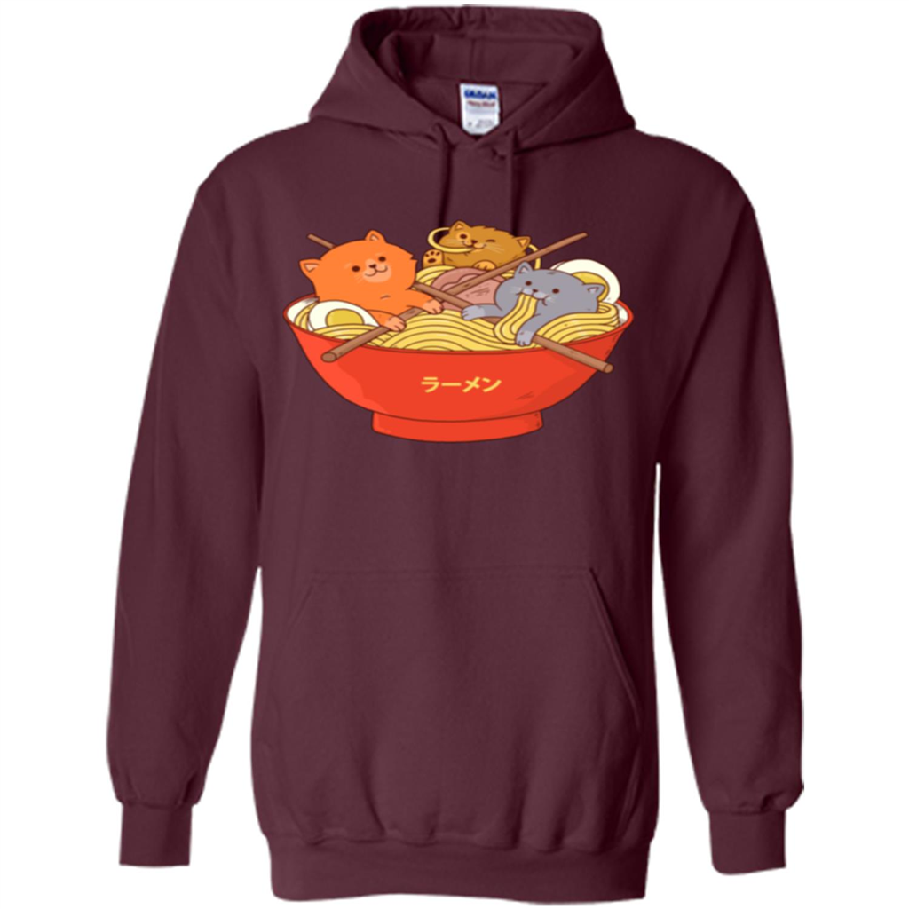 Ramen Noodles And Cats T-shirt Maroon