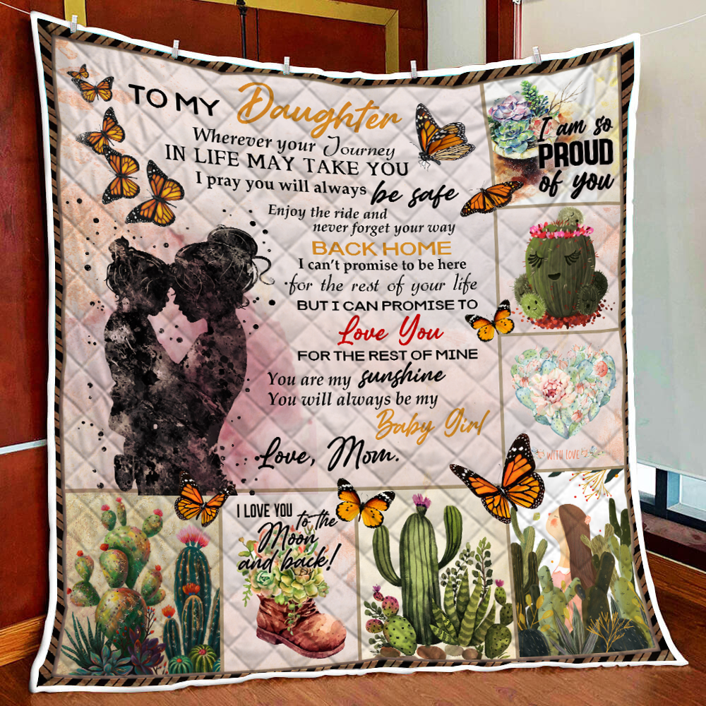 Mom To My Daughter Wherever Your Journey In Life. Succulent Plant Quilt Blanket Quilt Set Single Quilt